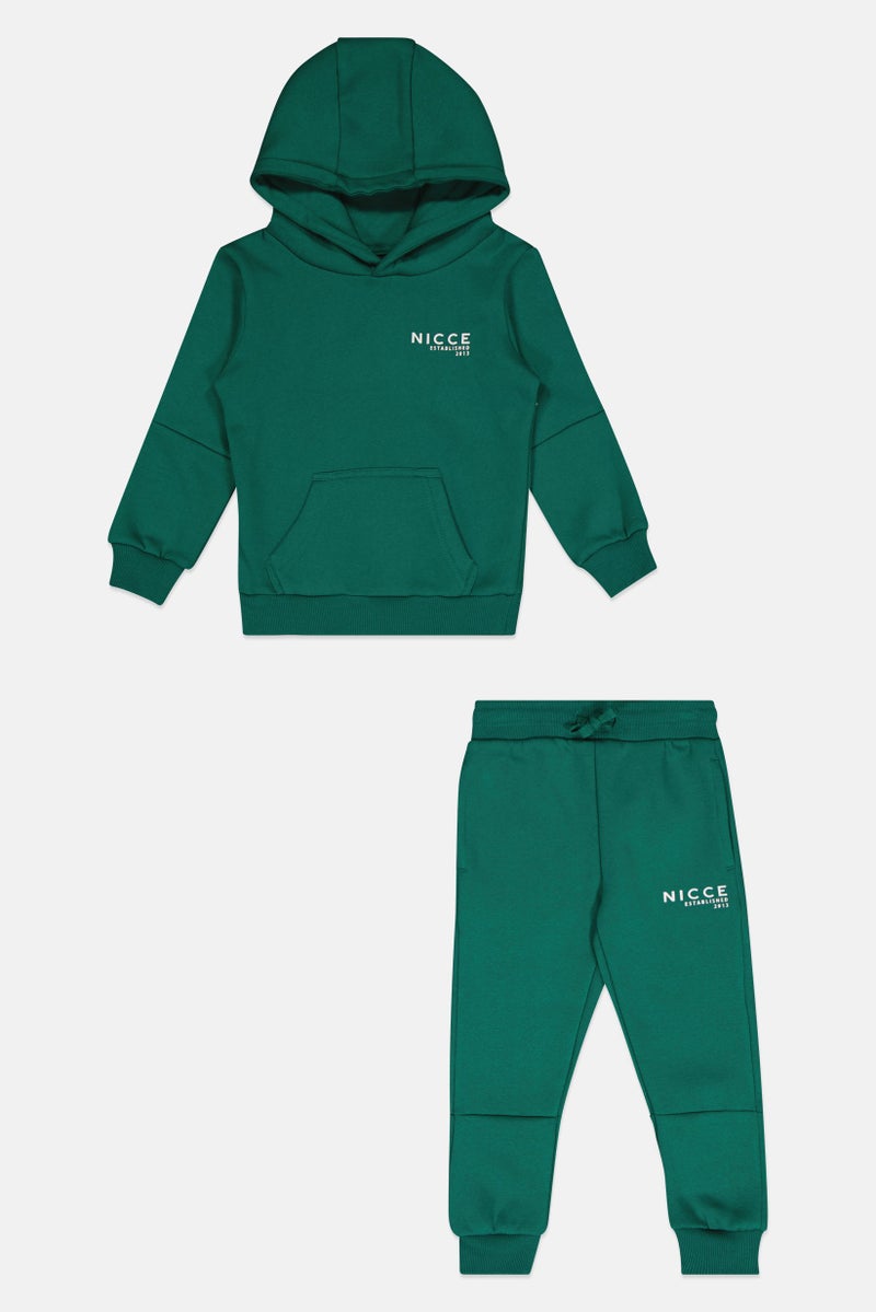 Nicce Toddlers Boy 2 Pieces Brand Logo Hoodie And Sweatpants Set, Dark Green - Image 2